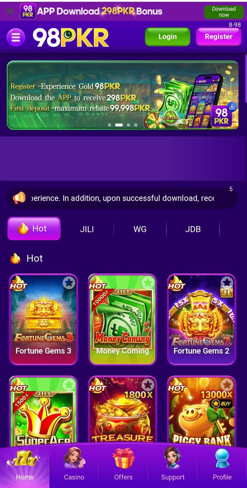 98PKR Game App